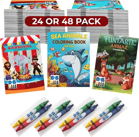 24 Bulk Mini Coloring Books & Crayons For Kids, 4 Colors Thicker Crayons For Each Book, Great Party Favors And Goodie Bags, (24 PACK) in Saudi Arabia