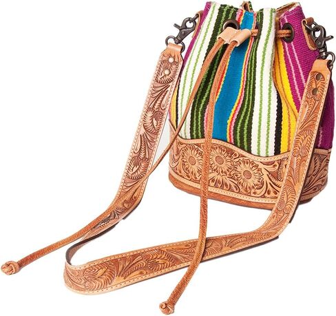 American Darling Bucket Hand Tooled Saddle Blanket Genuine Leather Western Women Bag Handbag Purse Travel Bags College Casual in Kuwait