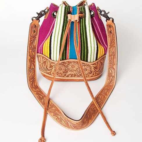 American Darling Bucket Hand Tooled Saddle Blanket Genuine Leather Western Women Bag Handbag Purse Travel Bags College Casual in Kuwait