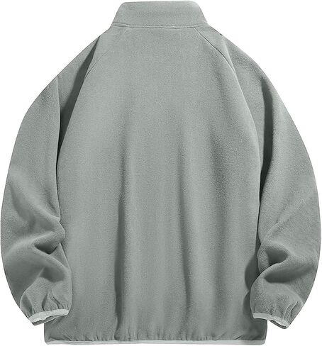 Men's Polar Fleece Jackets Zip Up Stand Collar Long Sleeve Coats Fall Winter Casual Warm Coat with Pockets in Saudi Arabia