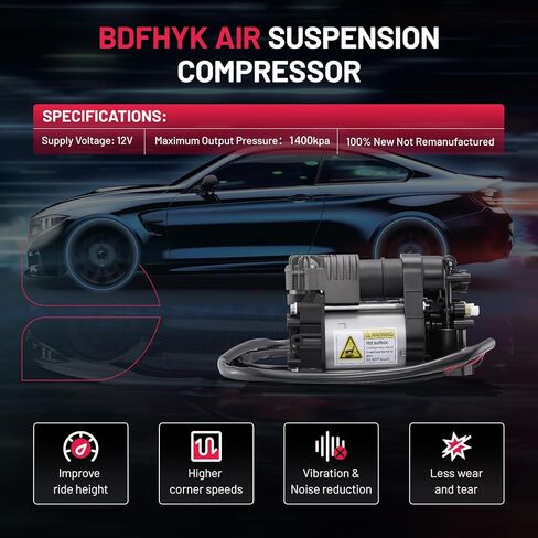 BDFHYK Air Suspension Compressor Kit Heavy Duty 12V Compatible with Porsche Panamera V6 3.0L 4.8L 3.6L 2010-2016 - Replacement 97035815107, 97035815108 OE Fit, Fast Inflation, Quiet Motor in Saudi Arabia