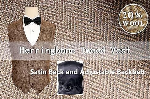Men's Tweed Vest Herringbone Wool Waistcoat for Wedding Men Vests Formal Groom's Wear Suit Vest in Saudi Arabia