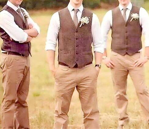 Men's Tweed Vest Herringbone Wool Waistcoat for Wedding Men Vests Formal Groom's Wear Suit Vest in Saudi Arabia
