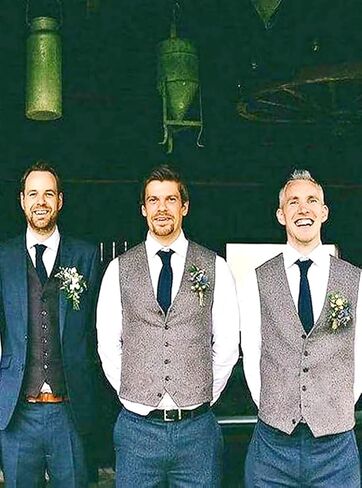 Men's Tweed Vest Herringbone Wool Waistcoat for Wedding Men Vests Formal Groom's Wear Suit Vest in Saudi Arabia