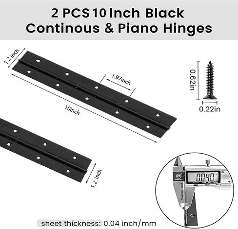 2Pack Heavy Duty Piano Hinge,12-Inch Black Continuous & Piano Hinges,0.05" Thickness,1.2" Open Width, Ideal for Folding Cabinet Doors, Black Stainless Furniture Hinges includes 24pcs Screws in Saudi Arabia