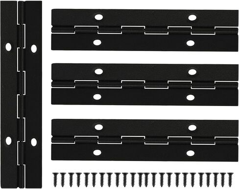 2Pack Heavy Duty Piano Hinge,12-Inch Black Continuous & Piano Hinges,0.05" Thickness,1.2" Open Width, Ideal for Folding Cabinet Doors, Black Stainless Furniture Hinges includes 24pcs Screws in Saudi Arabia