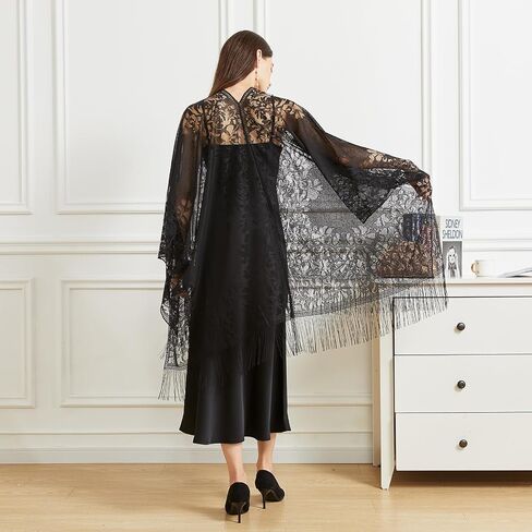 BBRYCTSESEN LACE Shaws and Wraps for Women 1920s Pashmina Cape Cardigan لحضور حفل زفاف Gatsby حفل زفاف in Kuwait