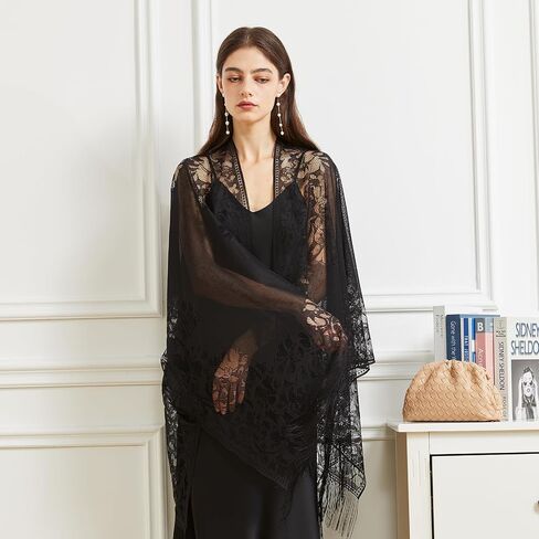 BBRYCTSESEN LACE Shaws and Wraps for Women 1920s Pashmina Cape Cardigan لحضور حفل زفاف Gatsby حفل زفاف in Kuwait