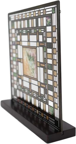 Ebros Frank Lloyd Wright Martin House Pier Cluster Laylight Geometry Design Stained Glass Art Suncatcher Metal Framed Hanging Wall Decor Or Desktop Plaque Home or Office Decorative Masterpiece in Saudi Arabia