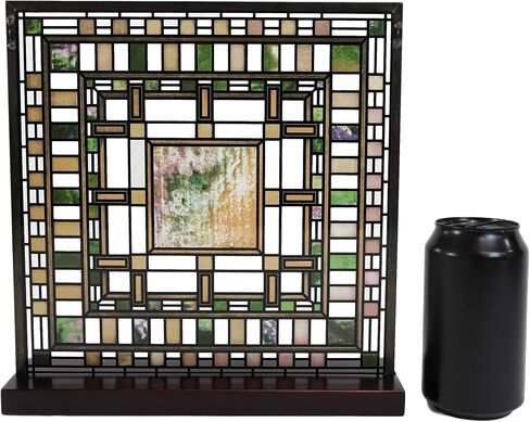 Ebros Frank Lloyd Wright Martin House Pier Cluster Laylight Geometry Design Stained Glass Art Suncatcher Metal Framed Hanging Wall Decor Or Desktop Plaque Home or Office Decorative Masterpiece in Saudi Arabia