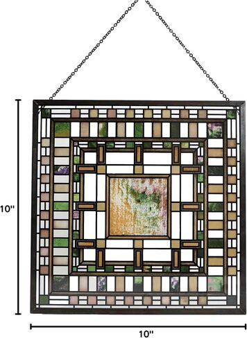 Ebros Frank Lloyd Wright Martin House Pier Cluster Laylight Geometry Design Stained Glass Art Suncatcher Metal Framed Hanging Wall Decor Or Desktop Plaque Home or Office Decorative Masterpiece in Saudi Arabia