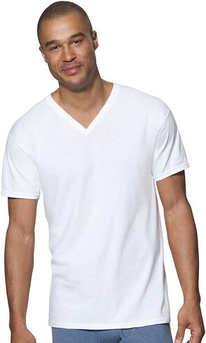 Hanes Men Classics Classics Tees v-neck ، 3 عبوات أبيض م in Saudi Arabia