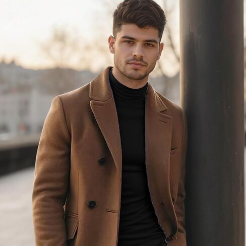 Turtleneck Men Casual Long Sleeve Turtle Neck Tops Men's Slim Fit Basic T-Shirt in Saudi Arabia