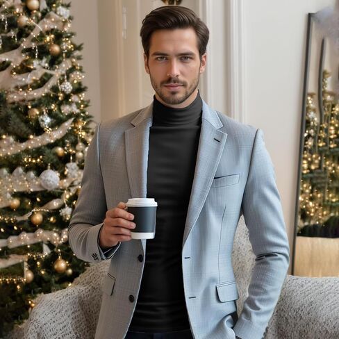 Turtleneck Men Casual Long Sleeve Turtle Neck Tops Men's Slim Fit Basic T-Shirt in Saudi Arabia