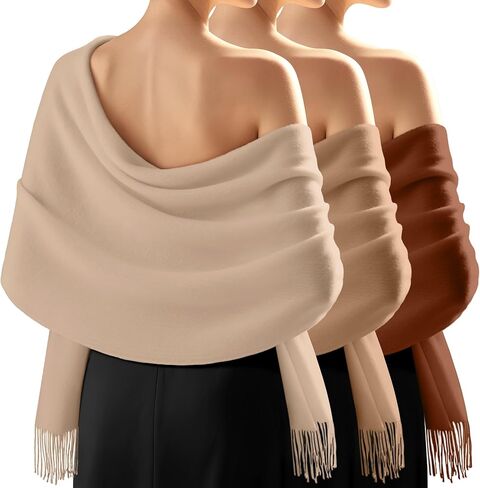3 Pack Pashmina Shawl Wraps for Women Soft Cashmere Scarves Bridesmaid Evening Dresses Fall Wedding Party in Kuwait