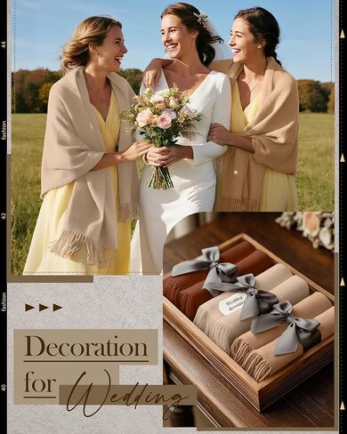 3 Pack Pashmina Shawl Wraps for Women Soft Cashmere Scarves Bridesmaid Evening Dresses Fall Wedding Party in Kuwait