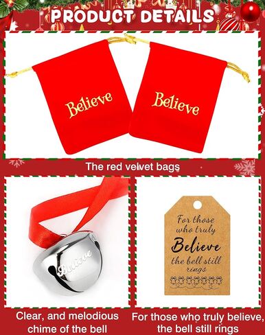 18PCS Christmas Believe Bell Ornaments, Polar Express Bell, Silver Sleigh Bell Christmas Party School Classroom Indoor Outdoor Decor Supplies(18) in Saudi Arabia