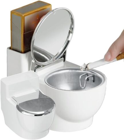 Toilet Shaped Ashtray - BSELUTNGY Creative Wall Mounted or Desktop Smoking Ash Holder for Home Office or Bathroom and outdoor silvery ashtray with lid in Saudi Arabia
