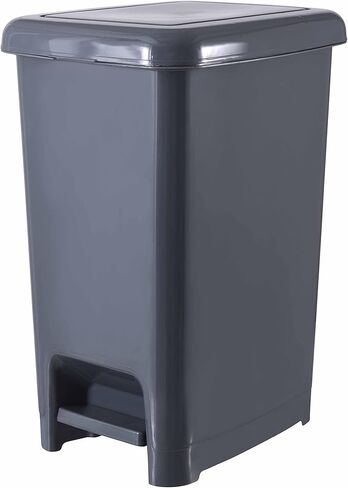 Superio Slim Trash Can with Foot Pedal – 2.5 Gallon Step-On Trash Can with Lid, Small Plastic Garbage Can, Mini Trash Can for Bathroom, Kitchen, Office, Under Desk, Bedroom, Dorm – Onyx Grey, 2 in Saudi Arabia