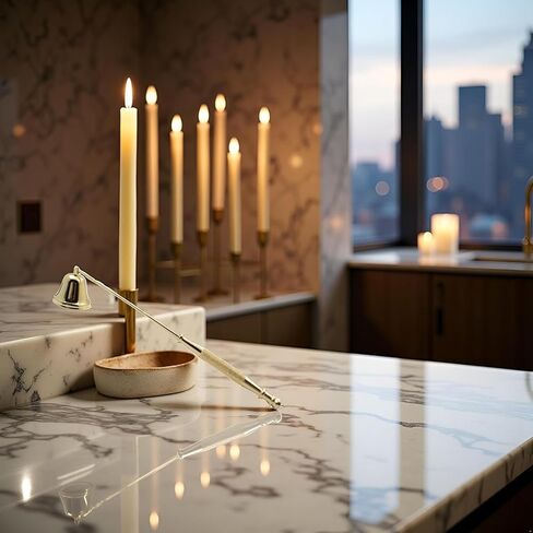 شمعة معدنية ذهبية Snuffer Wick Snuffer مع ملحقات شموع شموع شموع طويلة ، لإخماد Finlesuish Candle Wicks Flame بأمان ، في غرفة الطعام in Kuwait