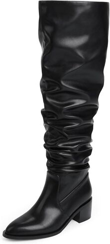 Modatope Knee High Boots for Women Chunky Heel Pull on Womens Slouchy Tall Boots Block Heel Thigh High Boots for Women in Kuwait