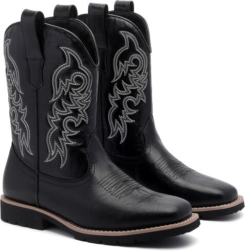 أحذية رعاة البقر للرجال بو الجلود مطرزة بأحذية إصبع أخمص القدمين الغربيين مع نعل مقاومة للانزلاق وملاءمة in Kuwait