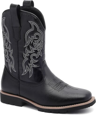 أحذية رعاة البقر للرجال بو الجلود مطرزة بأحذية إصبع أخمص القدمين الغربيين مع نعل مقاومة للانزلاق وملاءمة in Kuwait