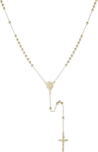 HZMAN Rosary Beads Cross Necklace for Women Gold Brass Crucifix Virgin Mary Y-Shape Necklaces in Saudi Arabia