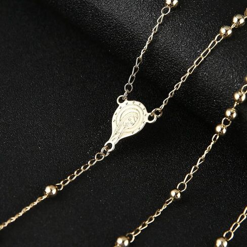 HZMAN Rosary Beads Cross Necklace for Women Gold Brass Crucifix Virgin Mary Y-Shape Necklaces in Saudi Arabia