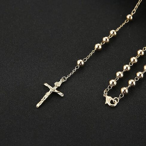 HZMAN Gold Rosary Beads Necklace for Women Our Lady of Mary/Jesus Y-Shaped Necklace Catholic Jewelry Gifts in Saudi Arabia