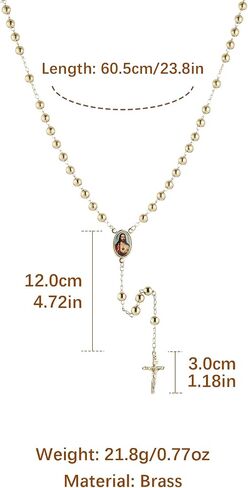 HZMAN Gold Rosary Beads Necklace for Women Our Lady of Mary/Jesus Y-Shaped Necklace Catholic Jewelry Gifts in Saudi Arabia