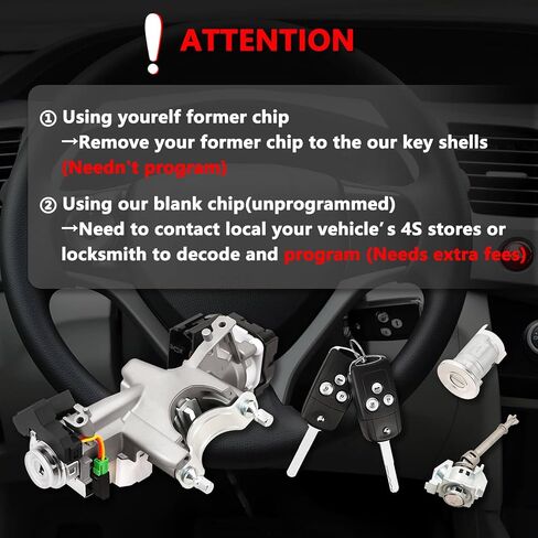 Ramata 72185-TR0-A01 Switch Switch Cylinder مع مفتاح (مع رقاقة فارغة) متوافق مع 2012 2013 2014 Honda Civic ، (رقاقة الإشعال: 46 ، التردد: 433Hz) in Kuwait