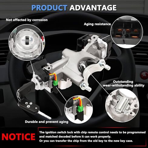 Ramata 72185-TR0-A01 Switch Switch Cylinder مع مفتاح (مع رقاقة فارغة) متوافق مع 2012 2013 2014 Honda Civic ، (رقاقة الإشعال: 46 ، التردد: 433Hz) in Kuwait