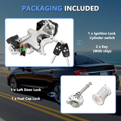 Ramata 72185-TR0-A01 Switch Switch Cylinder مع مفتاح (مع رقاقة فارغة) متوافق مع 2012 2013 2014 Honda Civic ، (رقاقة الإشعال: 46 ، التردد: 433Hz) in Kuwait