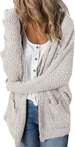 MEROKEETY Women's Long Sleeve Soft Chunky Knit Sweater Open Front Cardigans Outwear Coat in Saudi Arabia