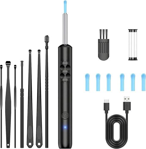 Ear Wax Removal Smart Visual Ear Cleaner with Otoscope 1296P HD Camera, 6 LED Light Cleaning Earwax Remover Tool with Multi Replacement Tips in Saudi Arabia