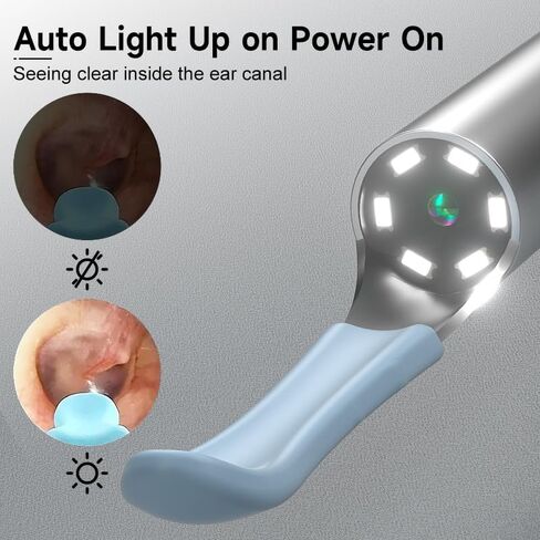 Ear Wax Removal Tool Camera, ILIHOME Otoscope with 8 Pcs Ear Set, Digital Visual Ear Pick Wax Remover, Ear Cleaning Kit with 6 Ear Spoon for iOS & Android-White in Kuwait