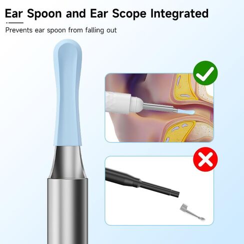 Ear Wax Removal Tool Camera, ILIHOME Otoscope with 8 Pcs Ear Set, Digital Visual Ear Pick Wax Remover, Ear Cleaning Kit with 6 Ear Spoon for iOS & Android-White in Kuwait