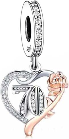 S925 Sterling Silver Charms, Birthday Age Anniversary Charm Compatible With Pandora Moments Rose Gold Rose Heart Charm Bracelet Jewelry in Kuwait