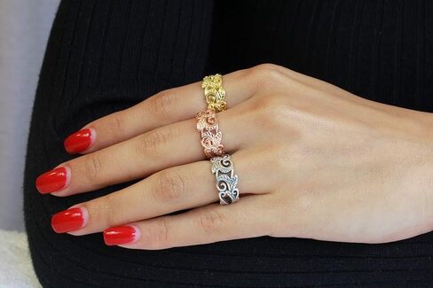 CloseoutWarehouse 925 Sterling Silver Acacia Leaves Filigree Ring (Comes in Colors) in Saudi Arabia