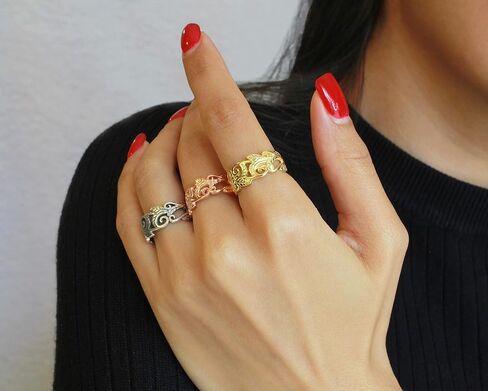 CloseoutWarehouse 925 Sterling Silver Acacia Leaves Filigree Ring (Comes in Colors) in Saudi Arabia