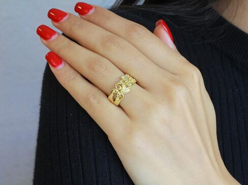 CloseoutWarehouse 925 Sterling Silver Acacia Leaves Filigree Ring (Comes in Colors) in Saudi Arabia