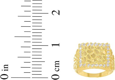 Floreo 10k Yellow Gold 11mm Solid Square CZ Border Nugget Ring in Saudi Arabia