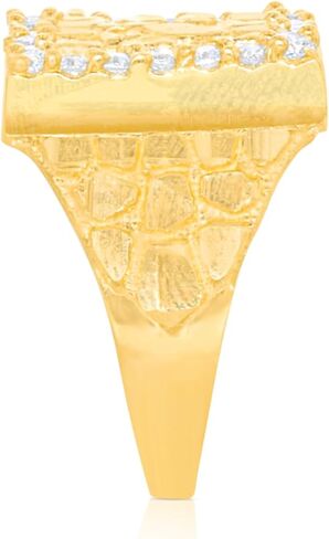 Floreo 10k Yellow Gold 11mm Solid Square CZ Border Nugget Ring in Saudi Arabia