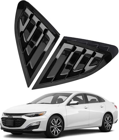 النافذة الجانبية الخلفية لوفورز ل Chevy Chevrolet Malibu 2016-2024 الملحقات النافذة الثلاثية تغطي إكسسوارات الخارجية القوية (أسود مشرق) in Kuwait