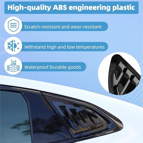 النافذة الجانبية الخلفية لوفورز ل Chevy Chevrolet Malibu 2016-2024 الملحقات النافذة الثلاثية تغطي إكسسوارات الخارجية القوية (أسود مشرق) in Kuwait