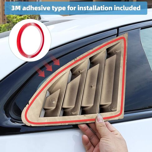 النافذة الجانبية الخلفية لوفورز ل Chevy Chevrolet Malibu 2016-2024 الملحقات النافذة الثلاثية تغطي إكسسوارات الخارجية القوية (أسود مشرق) in Kuwait