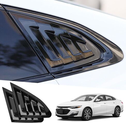 النافذة الجانبية الخلفية لوفورز ل Chevy Chevrolet Malibu 2016-2024 الملحقات النافذة الثلاثية تغطي إكسسوارات الخارجية القوية (أسود مشرق) in Kuwait