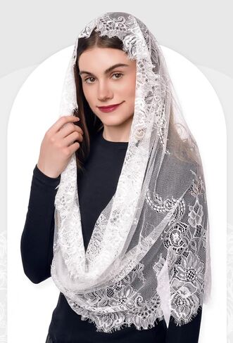 دانتيل حجاب الكنيسة كنيسة مانتيلا كنيسة مانتيلا للنساء ، رأس الكتلة اللاتينية تغطي لحفل الزفاف هالوين in Kuwait