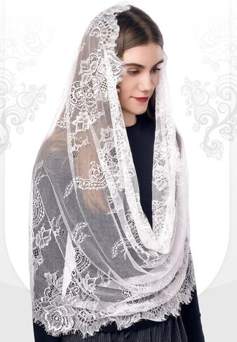 دانتيل حجاب الكنيسة كنيسة مانتيلا كنيسة مانتيلا للنساء ، رأس الكتلة اللاتينية تغطي لحفل الزفاف هالوين in Kuwait